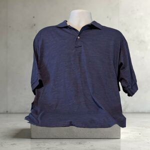 Mens Golf Polo Shirt Sahara Dark Blue Large Sailing Vacation Cotton Light Airy